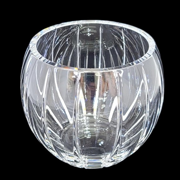 Vintage Lead Crystal Round Sphere‎ Floral Posy Bowl Vase Cut Decor Accent - Picture 2 of 8
